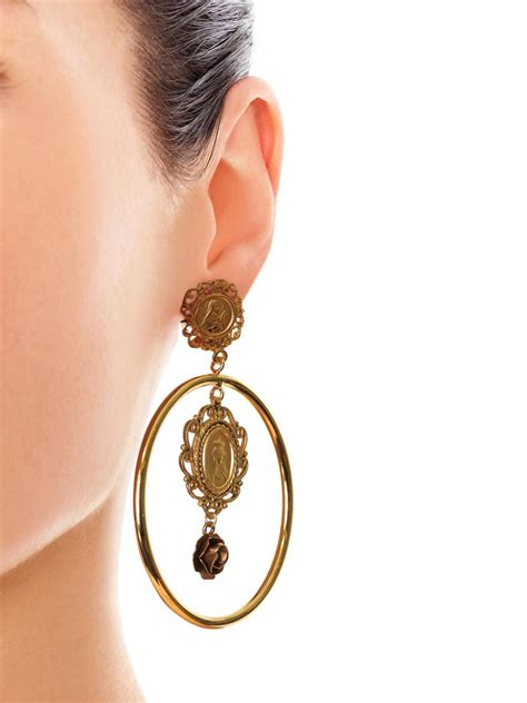 dolce gabbana madonna earrings|dolce and gabbana hoop earrings.